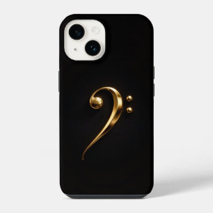Funda Para iPhone 14 Negro 4 Luxe iPhone 14 Mate, Clave de Fa Dorada