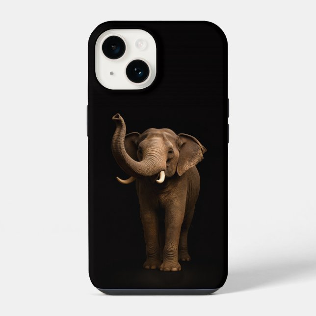 Funda Para iPhone Negro 4 Luxe iPhone 14 Mate, Elefante Poderoso (Reverso )