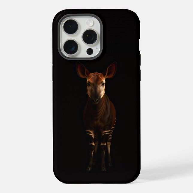 Funda Para iPhone Negro 4 Luxe iPhone 15 Pro Max, Okapi del Bosque (Reverso )