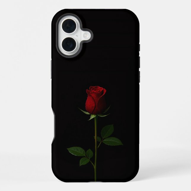 Funda Para iPhone Negro 4 Luxe iPhone 16 Plus, Rosa Roja Terciopelo (Reverso )