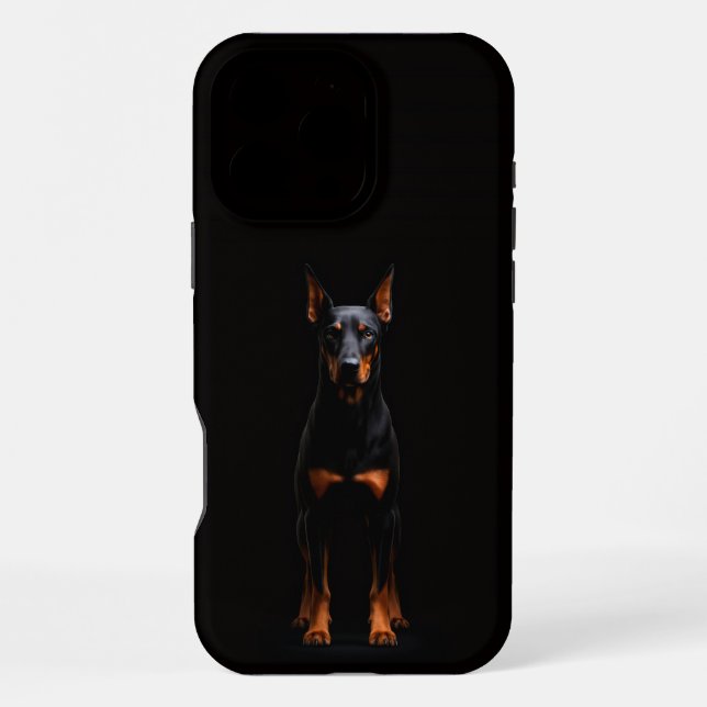Funda Para iPhone Negro 4 Luxe iPhone 16 Pro Max, Doberman Guardián  (Reverso )