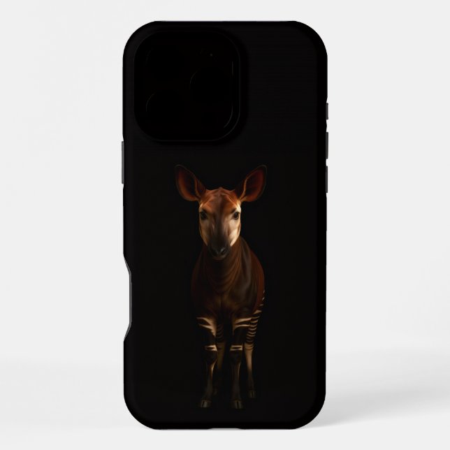 Funda Para iPhone Negro 4 Luxe iPhone 16 Pro Max, Okapi del Bosque (Reverso )