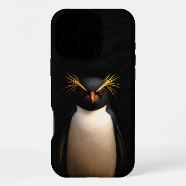 Funda Para iPhone Negro 4 Luxe iPhone 16 Pro Max, Pingüino de Roca (Reverso )