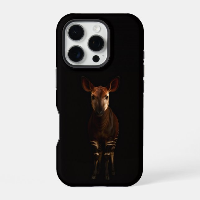 Funda Para iPhone Negro 4 Luxe iPhone 16 Pro, Okapi del Bosque (Reverso )