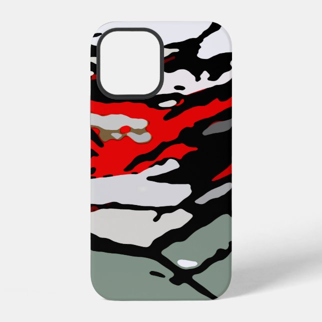 Funda Para iPhone Negro Blanco Rojo Turquesa Patrón (Reverso )