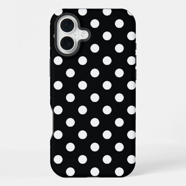 Funda Para iPhone Negro con lunares blancos (Reverso )