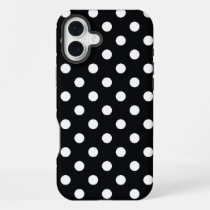 Funda Para iPhone 16 Plus Negro con lunares blancos