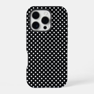 Funda Para iPhone 16 Pro Negro con lunares blancos