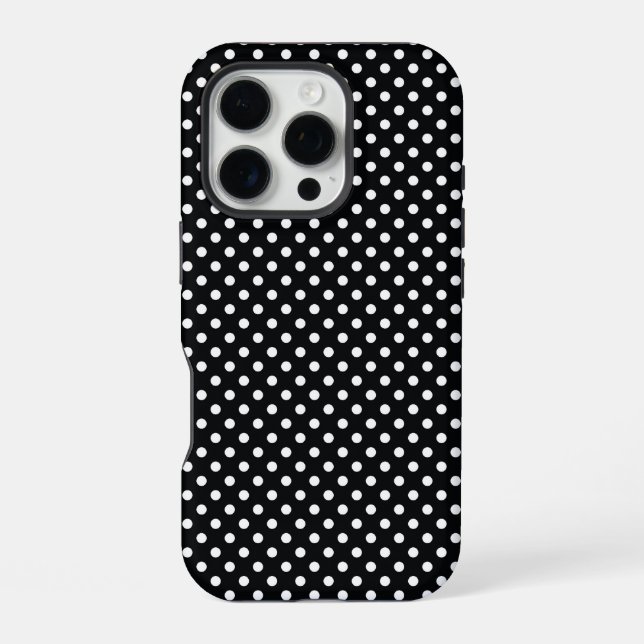 Funda Para iPhone Negro con lunares blancos (Reverso )
