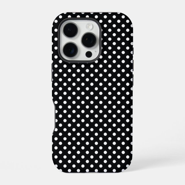 Funda Para iPhone Negro con lunares blancos (Reverso )