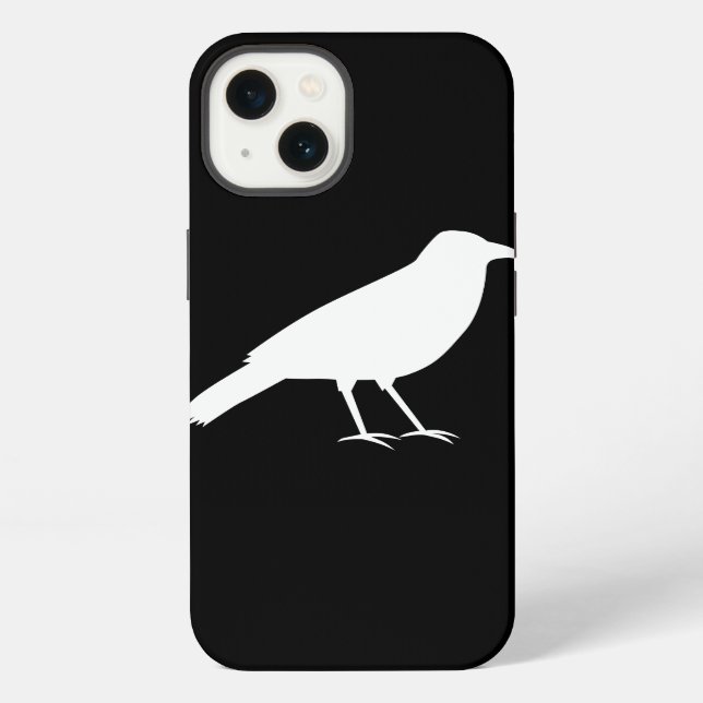 Funda Para iPhone Negro con un Cuervo Blanco. (Reverso )