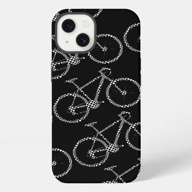 Funda Para iPhone Negro de la bicicleta comprobada (Reverso )