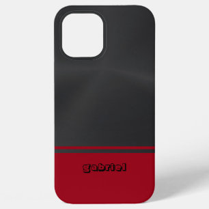 Funda Para iPhone 12 Pro Max Negro Metálico Brillante y Rojo