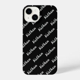 Funda Para iPhone 14 Negro Moderno Monogramado Mínimo Simple Clásico