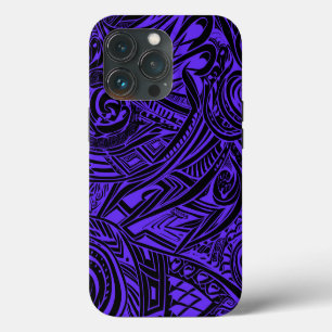 Funda Para iPhone 13 Pro Negro y púrpura tribal abstracto 