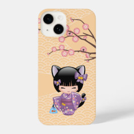 Funda Para iPhone 14 Neko Kokeshi Doll - Chica Geisha
