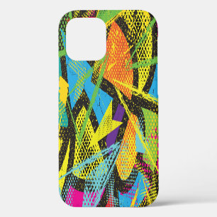 Funda Para iPhone 12 Neón caótico: Patrón de graffiti abstracto.