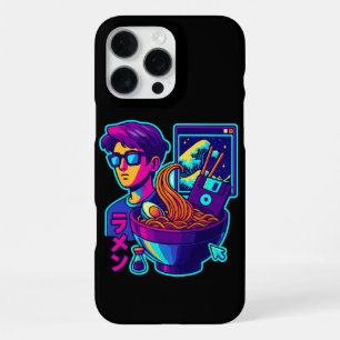 Funda Para iPhone 16 Pro Max Neon Cyber Ramen – Estética Retro Vaporwave Arte