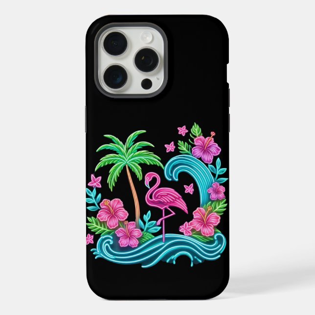 Funda Para iPhone Neon Flamingo Tropical (Reverso )