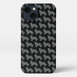 Newfoundland Newfie Dog Cute Silhouette Grid Black