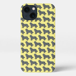 Newfoundland Newfie DogCute Silhouette Grid Yellow
