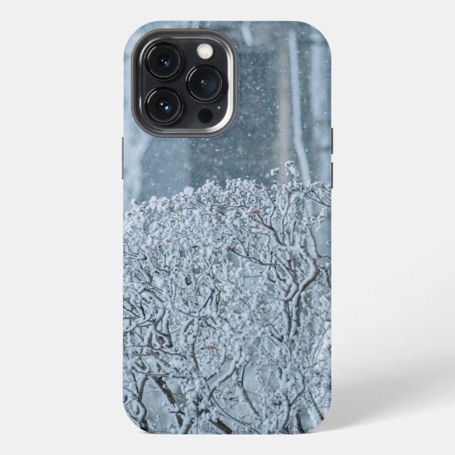 Funda Para iPhone Nieve cayendo en árboles (Reverso )