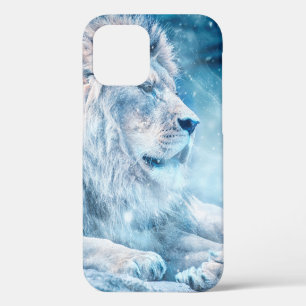 Funda Para iPhone 12 Nieve de león tumbada en un animal de arte
