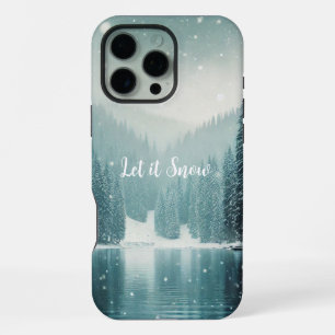 Funda Para iPhone 16 Pro Max Nieve en invierno, lago de montaña