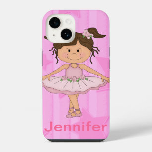 Funda Para iPhone 14 Niña de ballet rosa linda sobre estrellas y barras