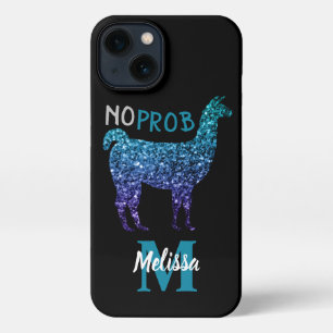 No Prob Llama Aqua Monograma azul sombrío de espár