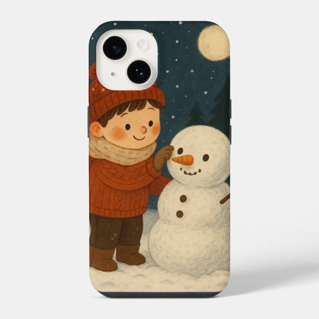 Funda Para iPhone Noche de invierno Snowman Fun (Reverso )