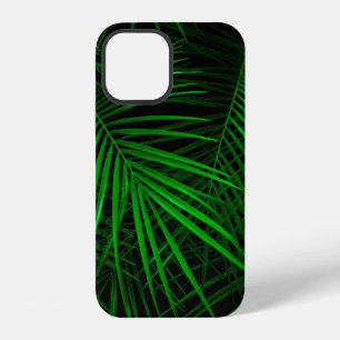 Funda Para iPhone 12 Noche en selva tropical. Hojas de palma iluminadas