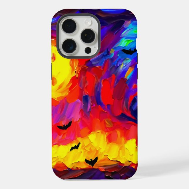 Funda Para iPhone Noche moderna abstracta de Halloween (Reverso )