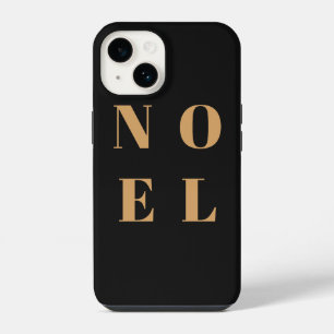 Funda Para iPhone 14 Noel Black and Gold Trendy Stylish Christmas