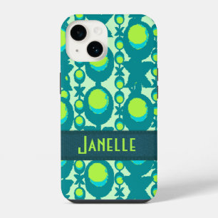 Funda Para iPhone 14 Nombre abrazos y pavo real verde acaricia