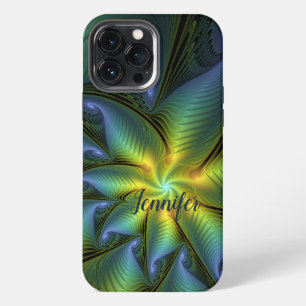 Funda Para iPhone 13 Pro Max Nombre abstracto de estrella brillante azul verde