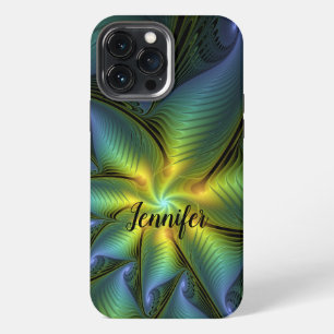 Funda Para iPhone 13 Pro Max Nombre abstracto de estrella brillante azul verde