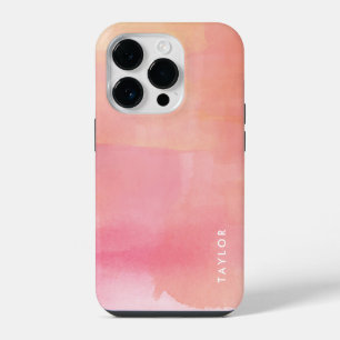 Funda Para iPhone 14 Pro Nombre con efecto Ombre de acuarela rosa