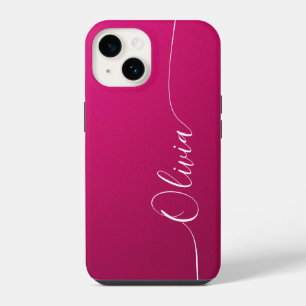 Funda Para iPhone 14 Nombre con letra de caligrafía elegante en blanco