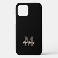 Nombre con letras a mano monograma elegante negro