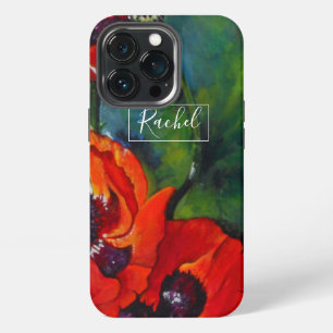 Funda Para iPhone 13 Pro Nombre de amapolas Arte floral