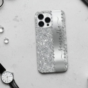 Funda Para iPhone 12 Pro Nombre de Caligrafía con Brillo Diamante Falso Pla