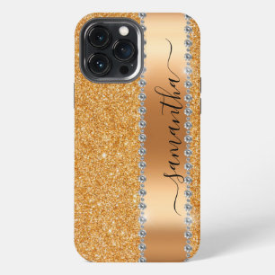 Funda Para iPhone 13 Pro Max Nombre de Caligrafía con Purpurina Diamante Brilla