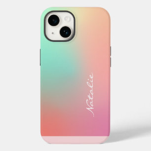 Funda Para iPhone 14 Nombre de caligrafía de agua Verde azulada rosa oc
