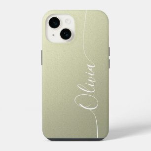 Funda Para iPhone 14 Nombre de escritura de caligrafía elegante beige b
