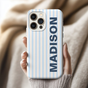 Funda Para iPhone 16 Pro Max Nombre de excompañero de trabajo a rayas azul polv