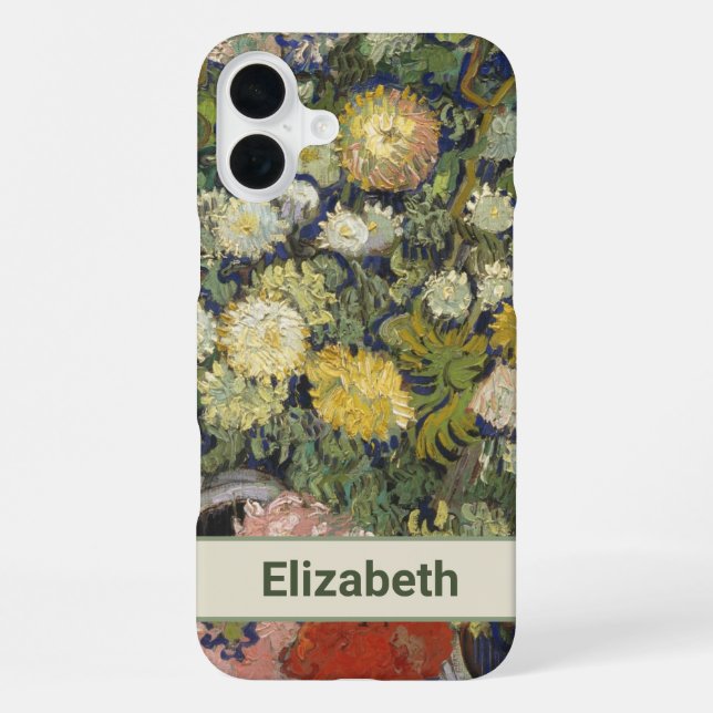 Funda Para iPhone Nombre de Flores Amarillas Blancas Verdes Van Gogh (Reverso )
