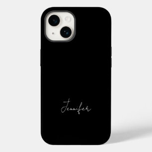 Funda Para iPhone 14 Nombre de guión Chic Blanco Negro Minimalista Mode