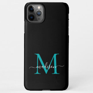 Funda Para iPhone 11Pro Max Nombre de guión femenino Verde azulado de monogram
