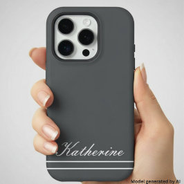 Funda Para iPhone 16 Pro Nombre de guión Minimalista Gris Carbón